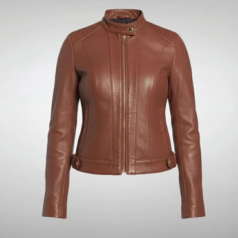 Women’s Brown Slim Biker Jacket