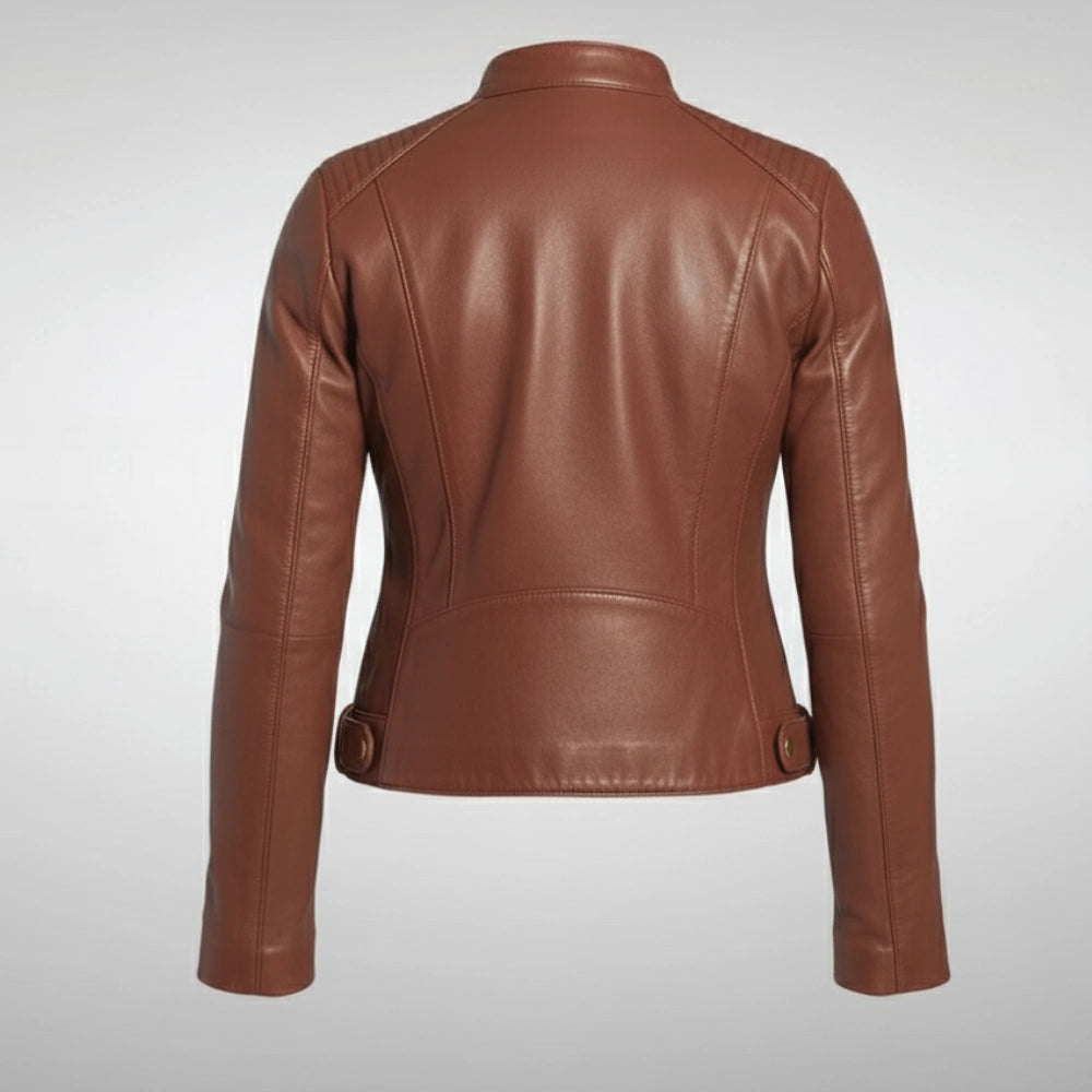 Women’s Brown Slim Biker Jacket