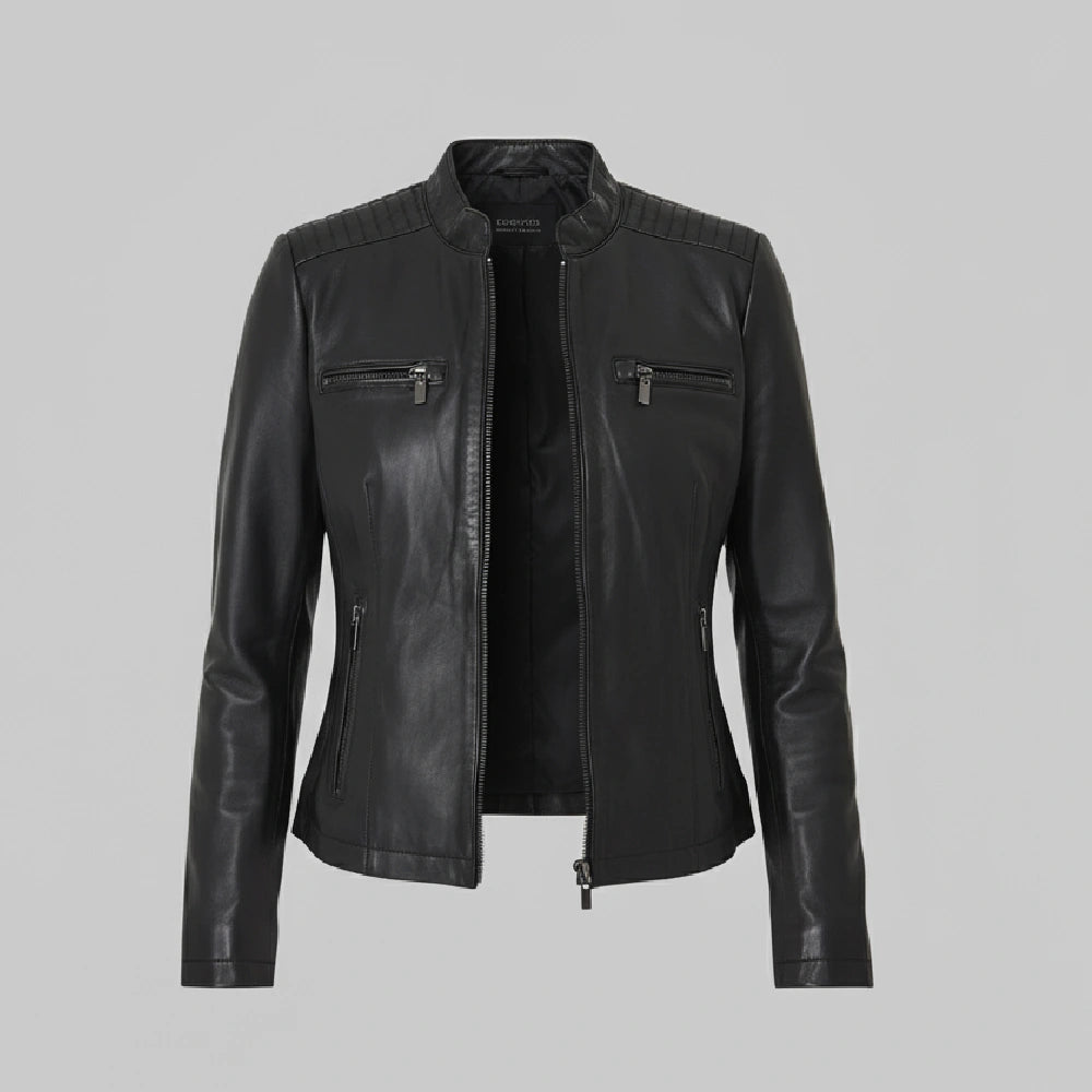 Black Motorcycle Jacket for Women