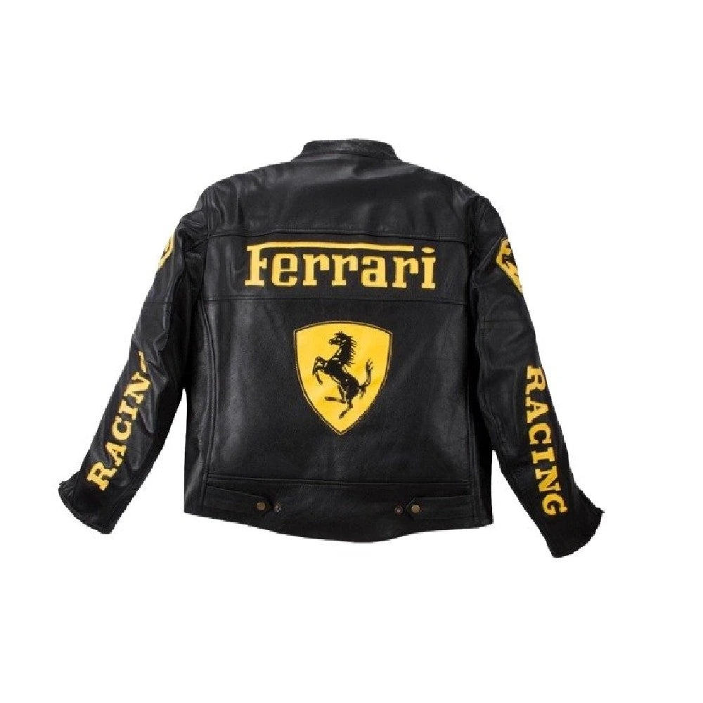 ferrari leather jacket black