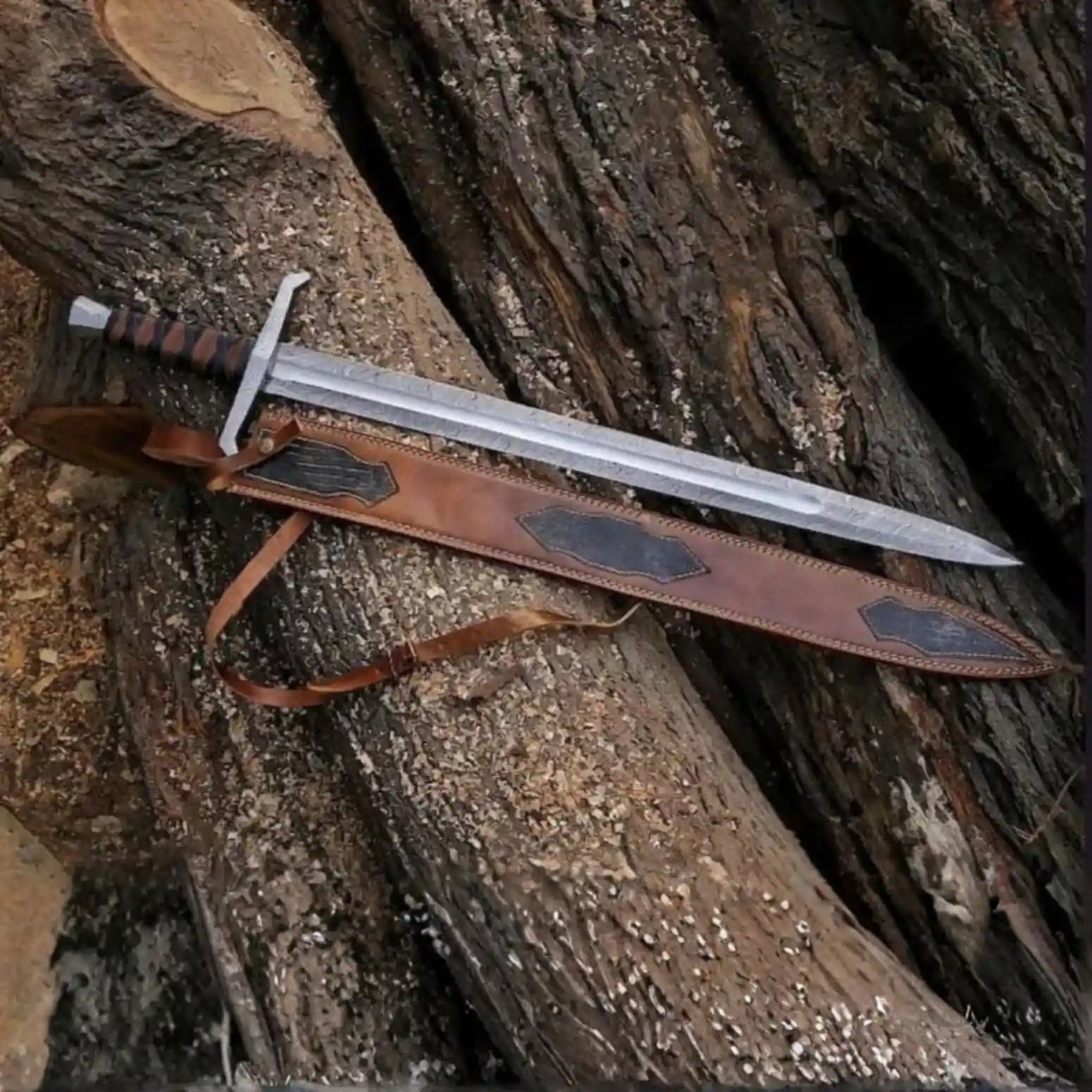 Handmade Damascus Templar Sword Replica