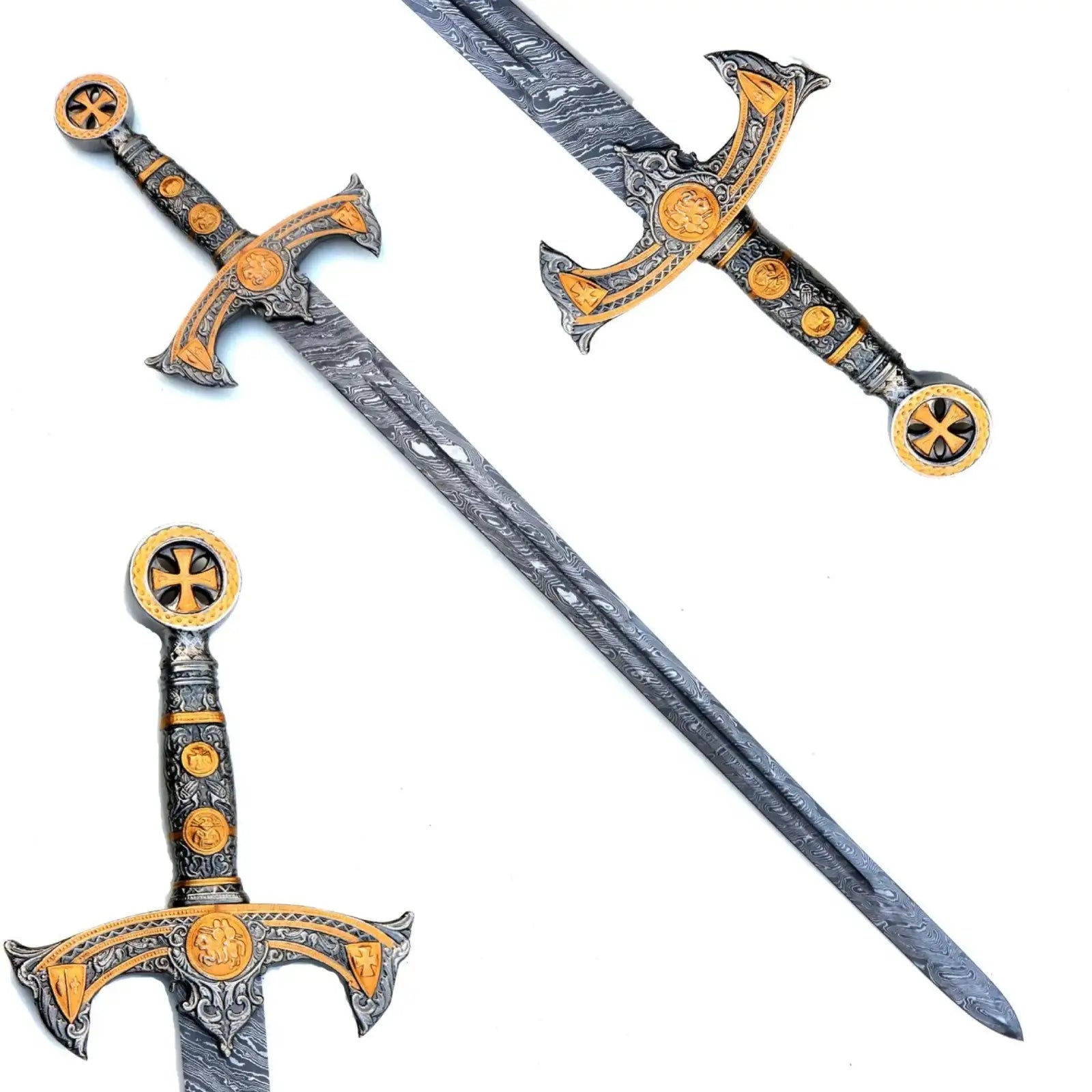 Handmade Damascus Templar Sword Replica