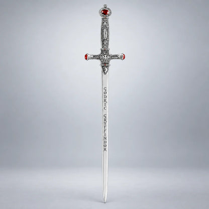 Sword of Gryffindor full length replica with ruby-set silver hilt and engraved blade