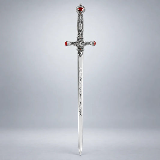 Sword of Gryffindor full length replica with ruby-set silver hilt and engraved blade